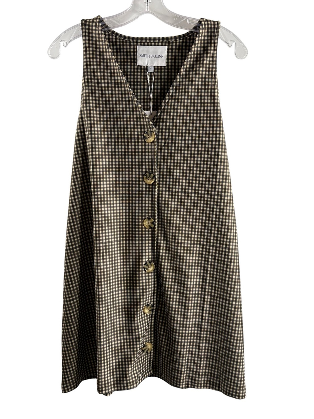 Smith & Quinn Gingham Button-Front Dorothy Dress - Black & Cream NWT $108